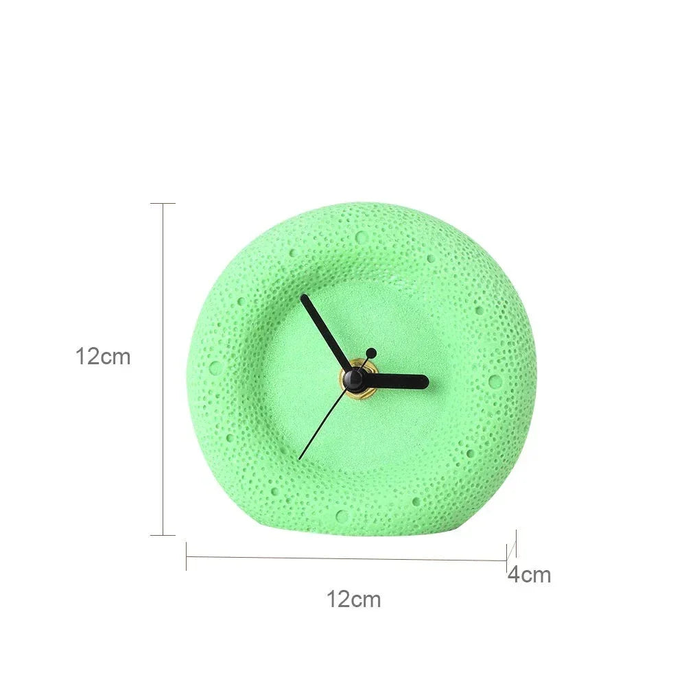 Nordic Sandstone Desk Clock Round Minimalist
