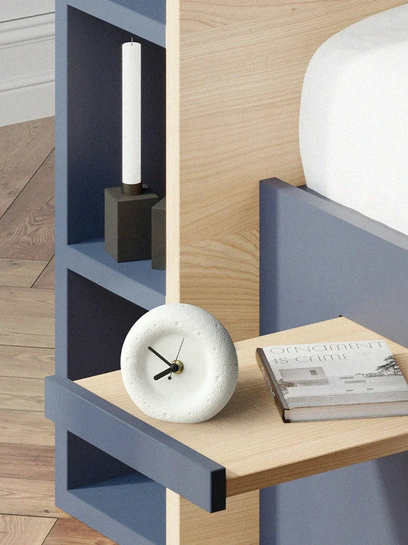 Nordic Sandstone Desk Clock Round Minimalist