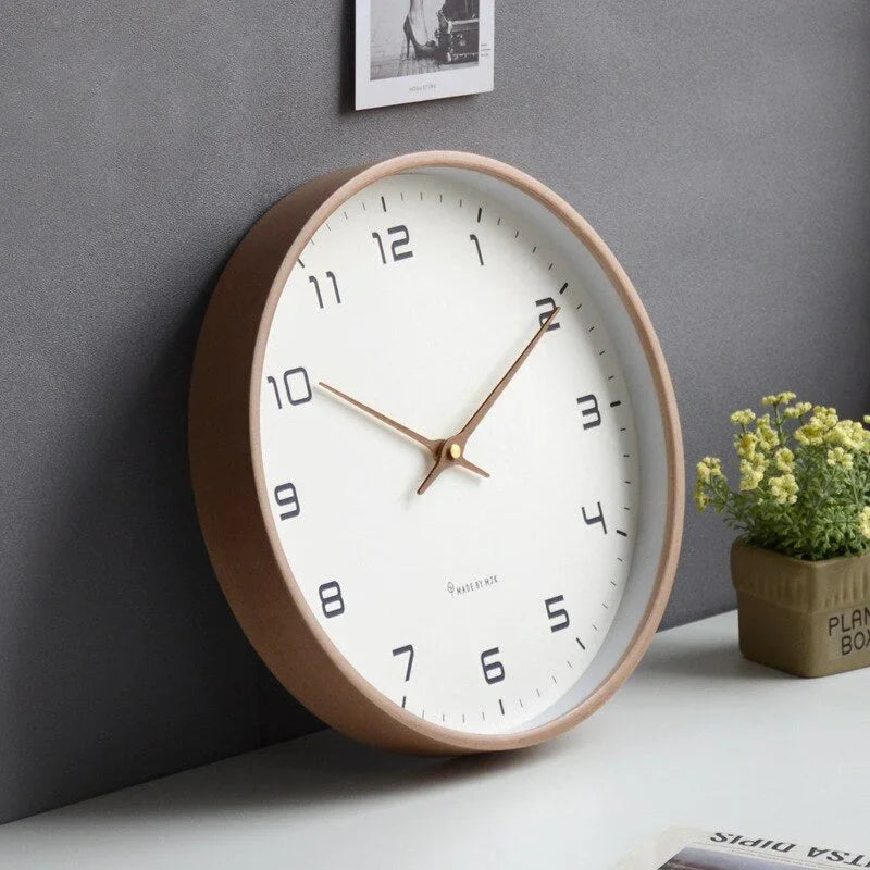 Minimalist Round Wood Frame Wall Clock