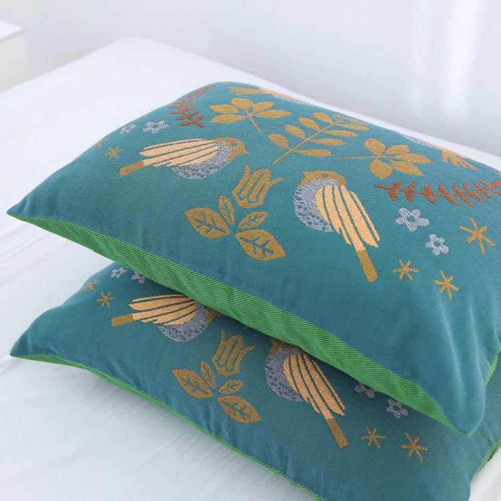 Bird Cotton Gauze Pillow Cases Set of 2