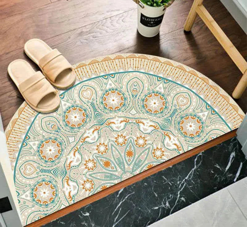 Bohemian Half Moon Doormat with Non-Slip Back