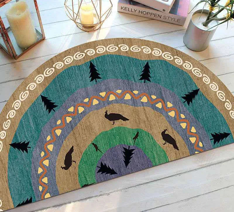 Bohemian Half Moon Doormat with Non-Slip Back