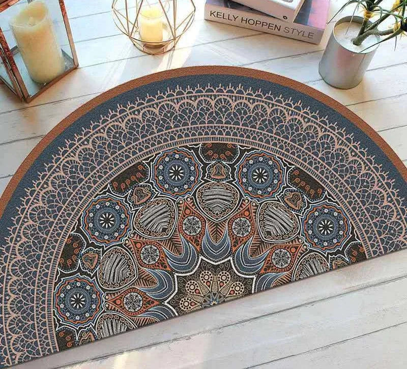 Bohemian Half Moon Doormat with Non-Slip Back