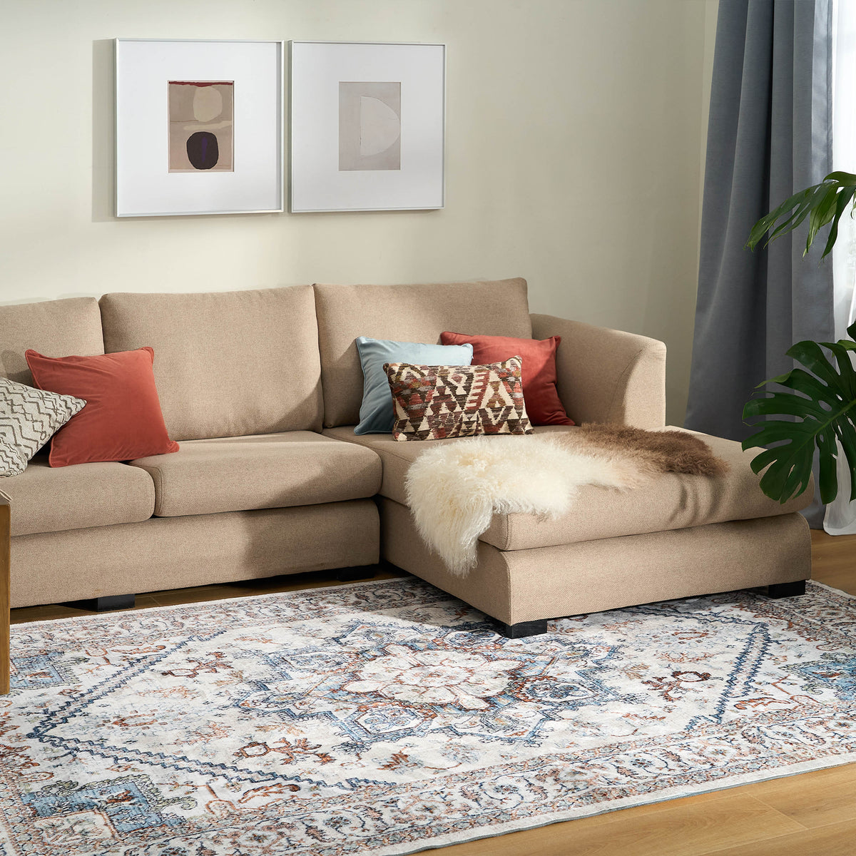 Classic Persian Area Rug with Non-Slip Back
