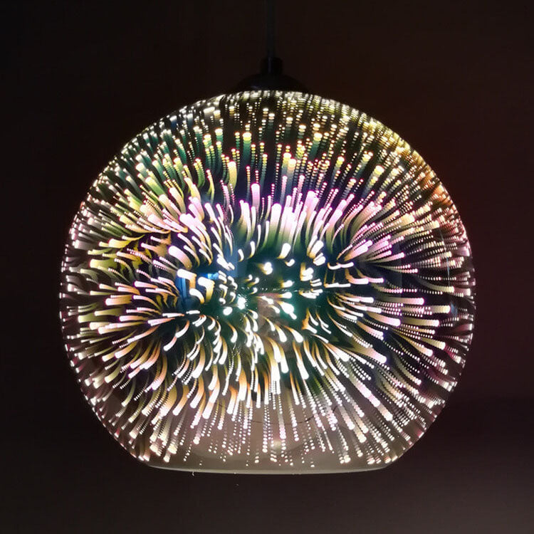 Colorful 3D Glass Pendant with Firework Glow