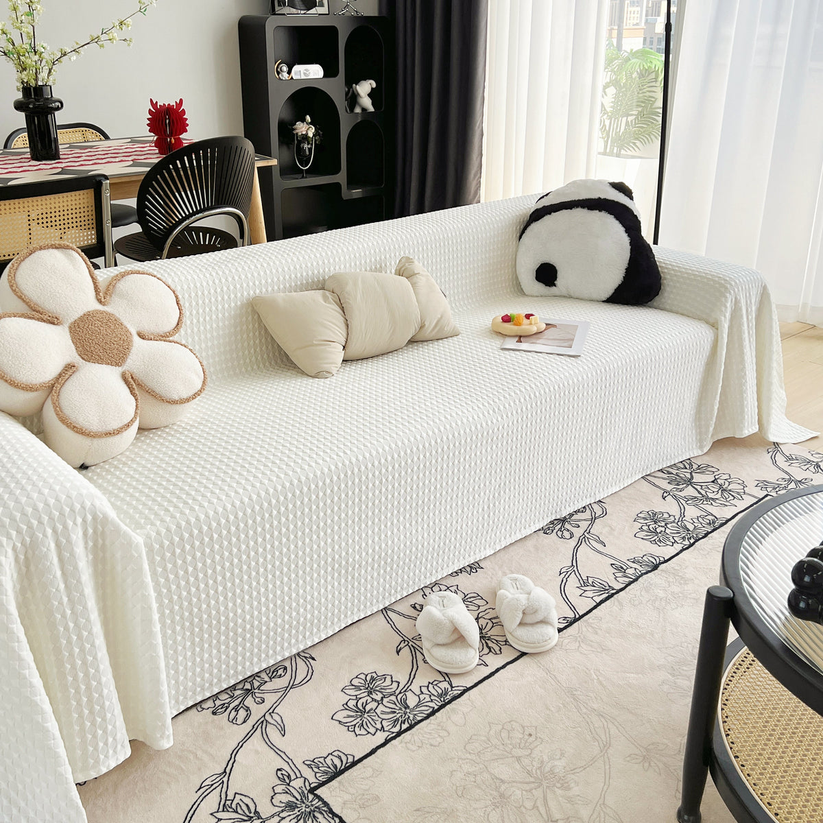 Cooling Textured Sofa Cover with Soft Drape