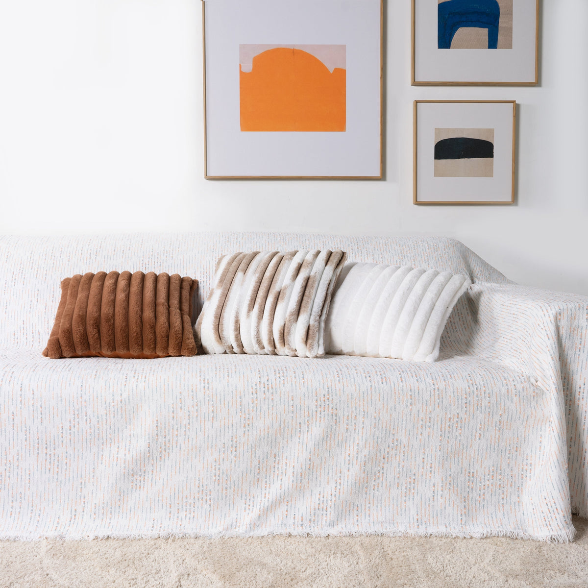 Faux Fur Pillow Cover Set with Cozy Textures