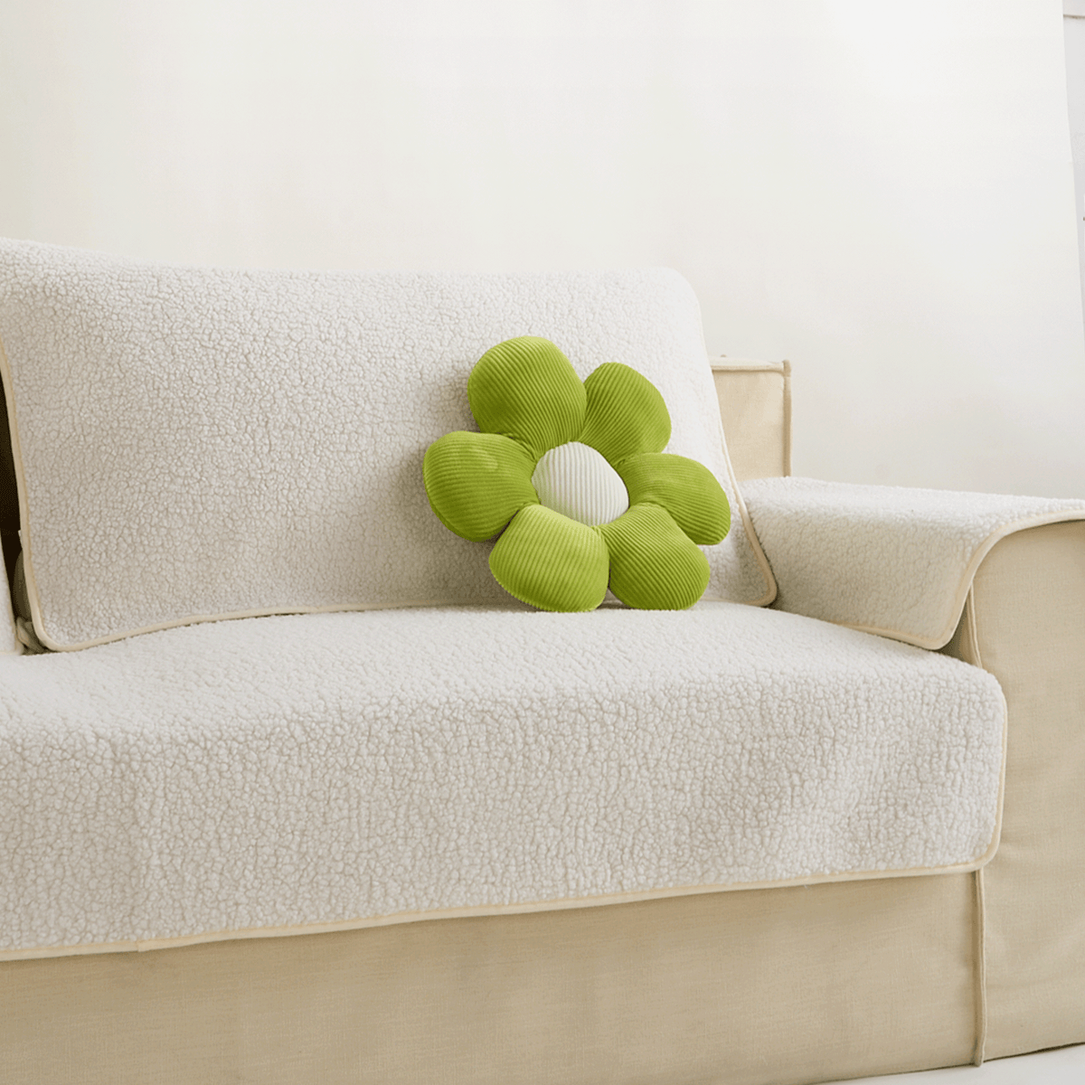 Flower-Shaped Plush Pillow with Ribbed Petals