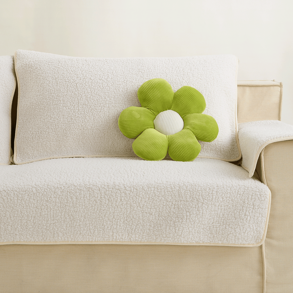 Flower-Shaped Plush Pillow with Ribbed Petals