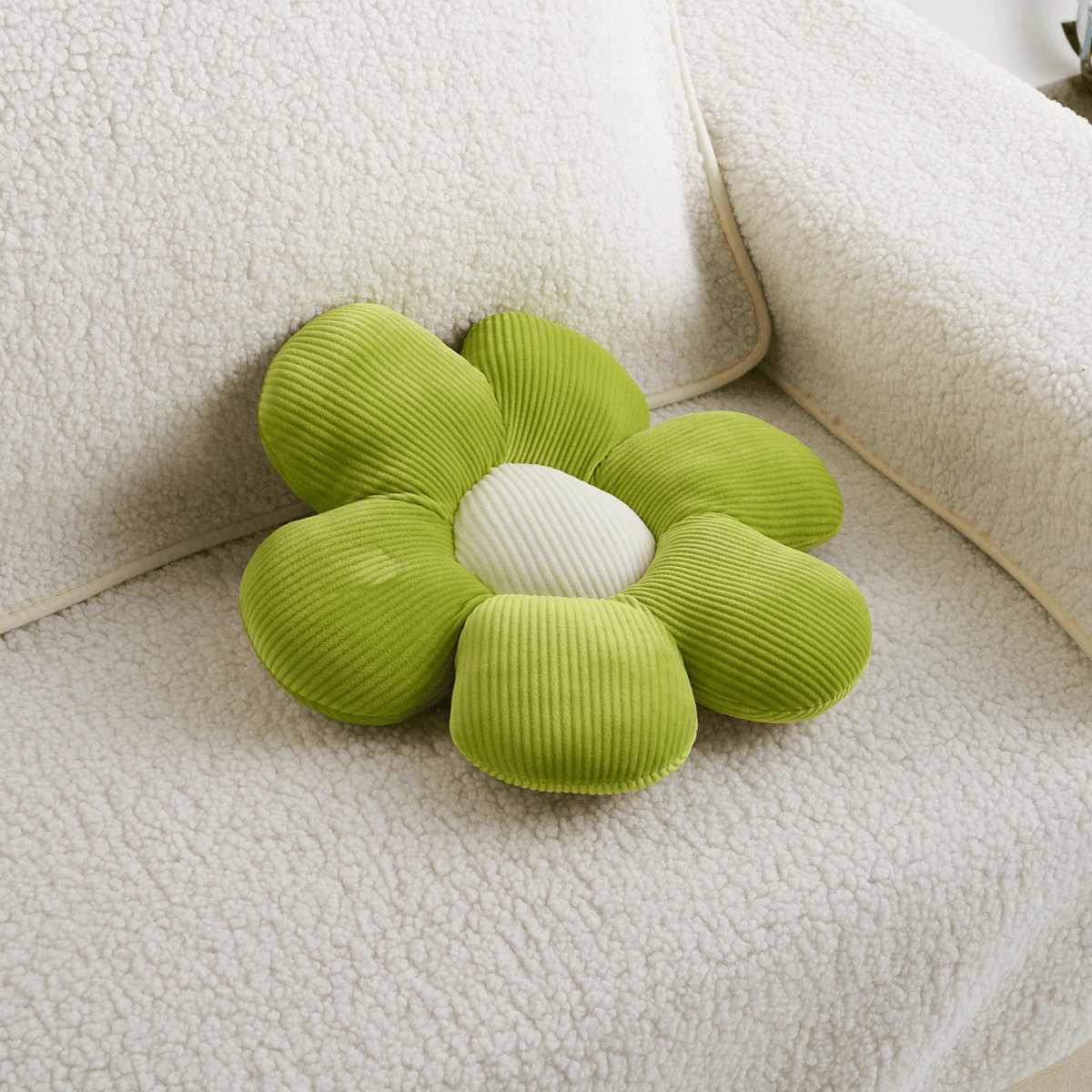 Flower-Shaped Plush Pillow with Ribbed Petals