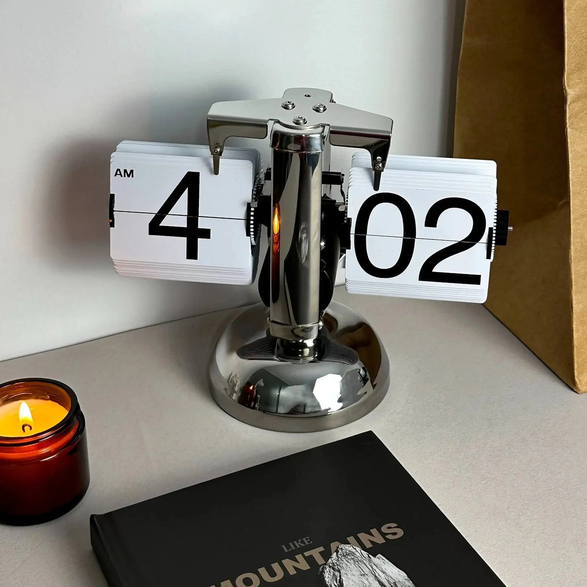 Retro Flip Desk Clock Stainless Steel