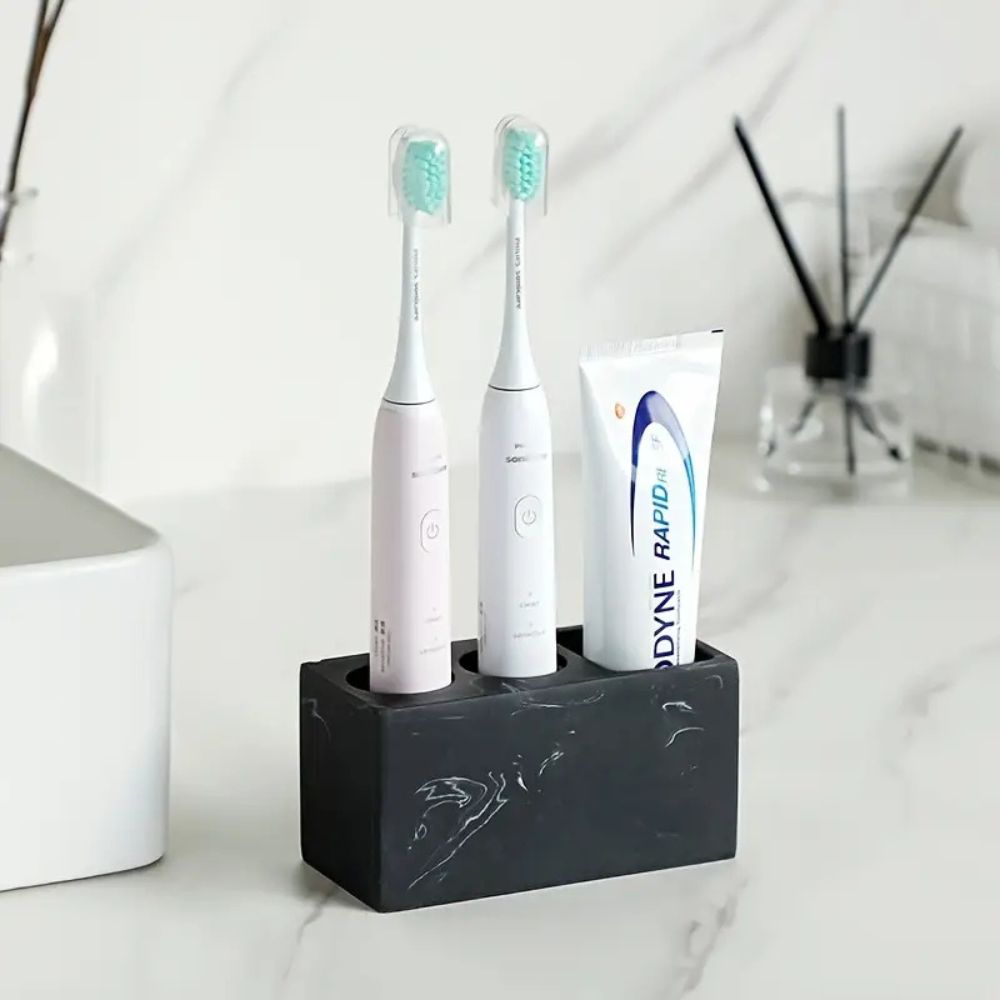 Marbled Resin Toothbrush Holder with Slots
