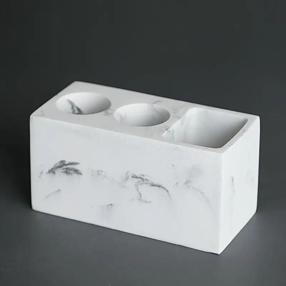 Marbled Resin Toothbrush Holder with Slots