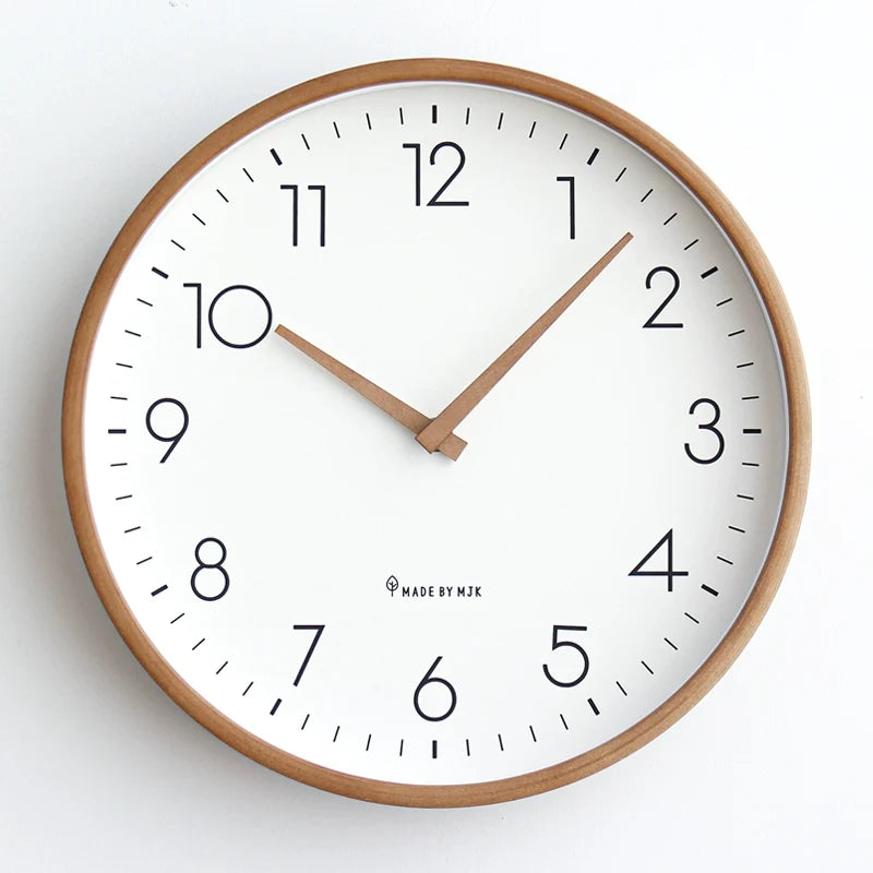 Nordic Solid Wood Wall Clock Round Design