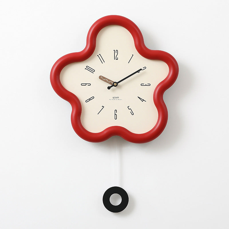 Cute Flower Pendulum Wall Clock Silent