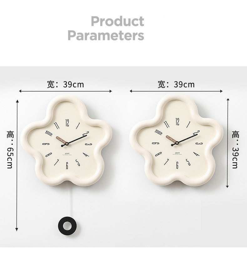 Cute Flower Pendulum Wall Clock Silent