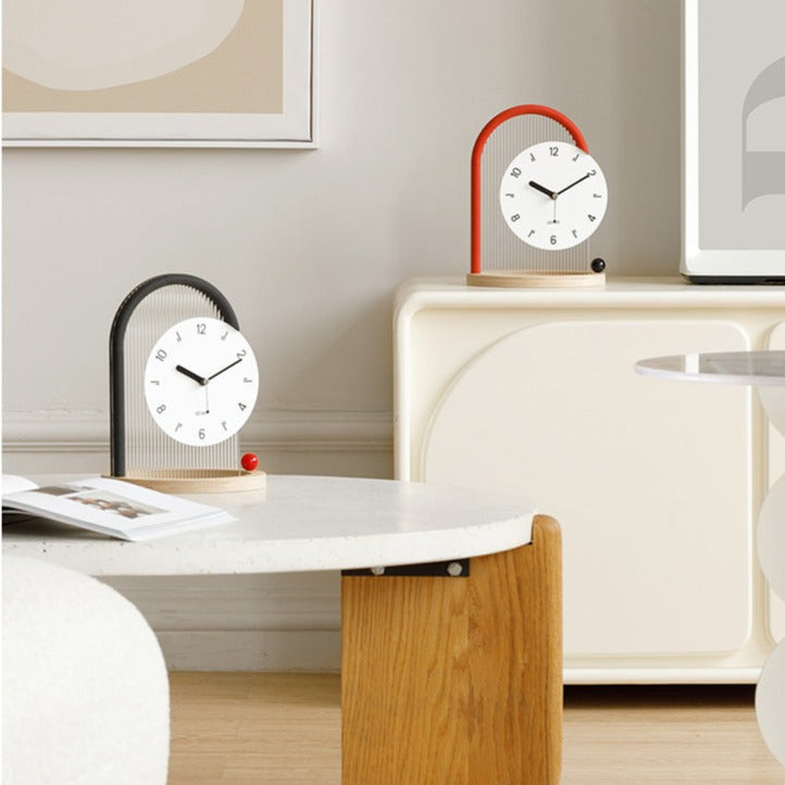 Modern Sculptural Arch Table Clock Silent