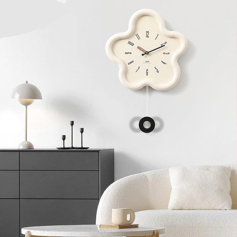 Cute Flower Pendulum Wall Clock Silent