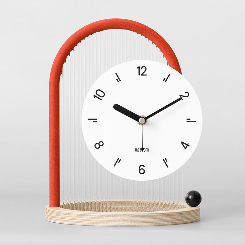 Modern Sculptural Arch Table Clock Silent