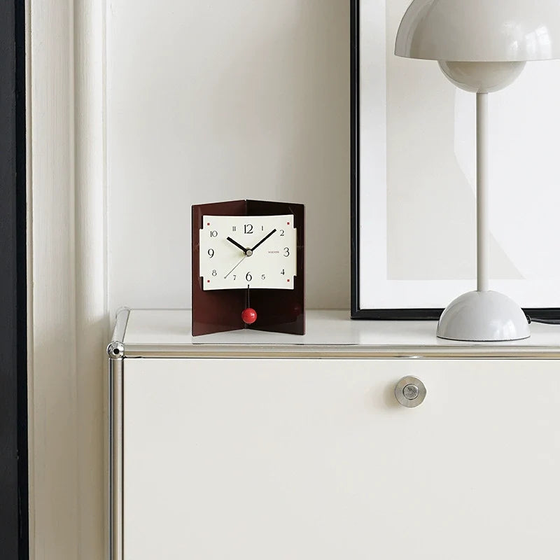 Acrylic Silent Desk Clock with Storage Tray