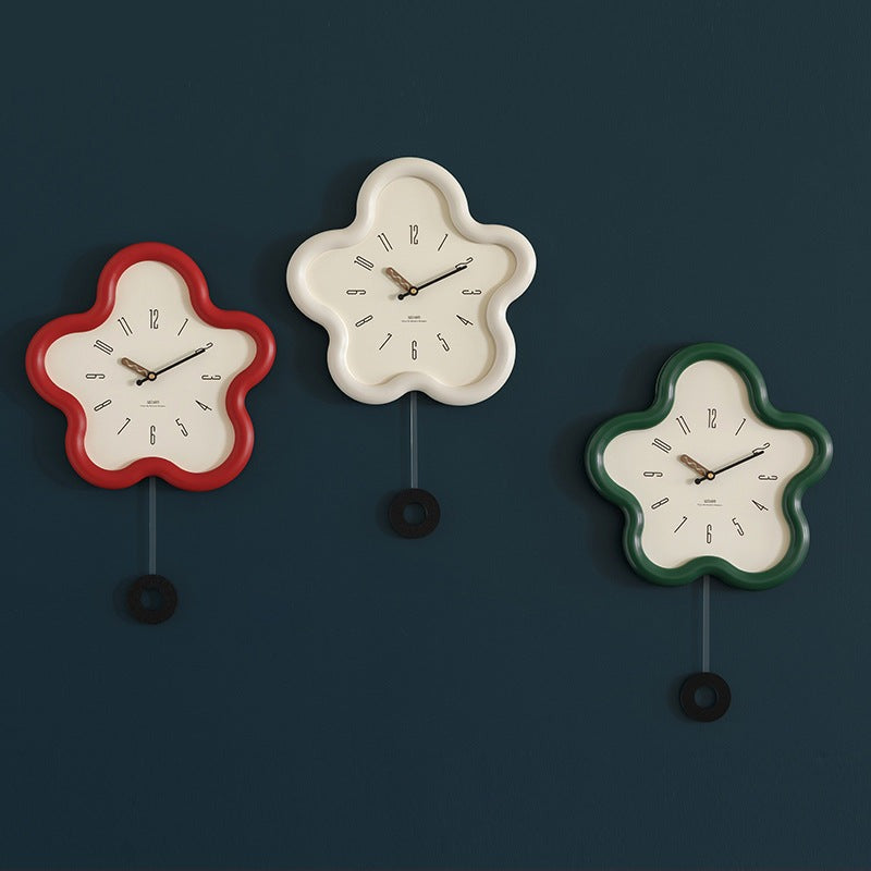 Cute Flower Pendulum Wall Clock Silent