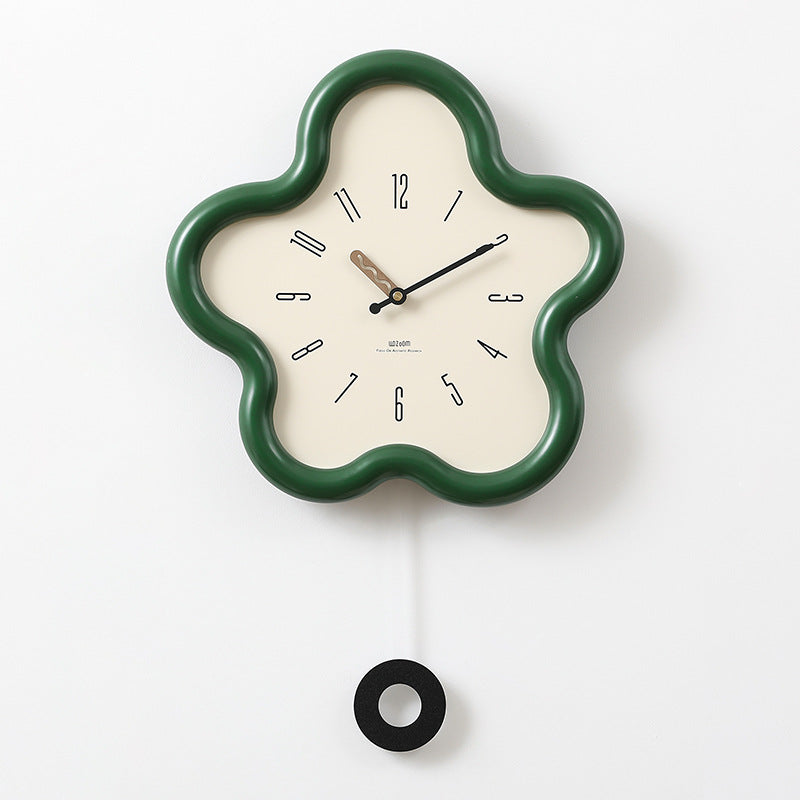 Cute Flower Pendulum Wall Clock Silent