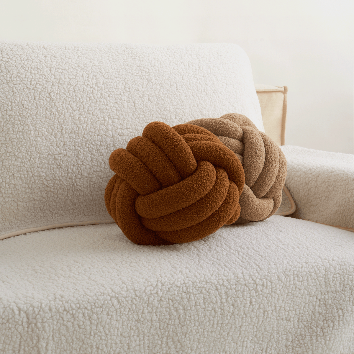 Plush Knot Ball Pillow with Berber Texture