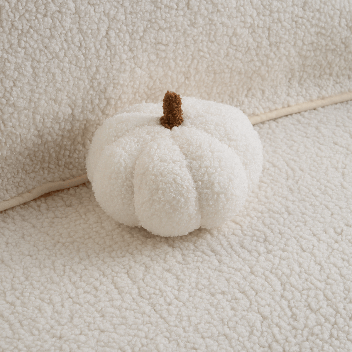 Plush Pumpkin Throw Pillow with Teddy Fleece