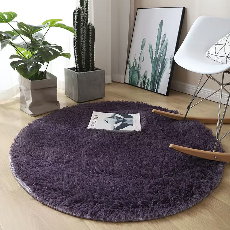 Plush Round Shag Rug with Non-Slip Backing