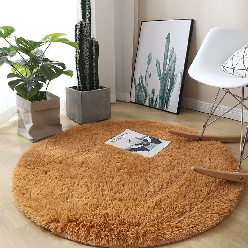 Plush Round Shag Rug with Non-Slip Backing