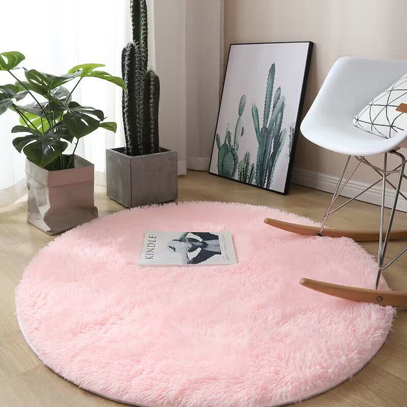 Plush Round Shag Rug with Non-Slip Backing