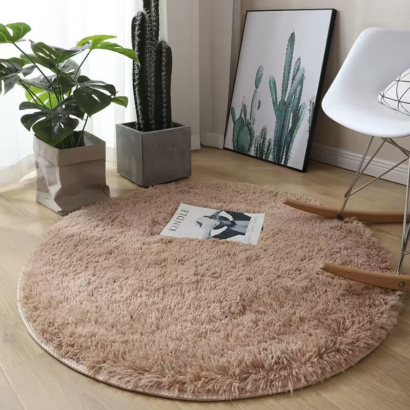 Plush Round Shag Rug with Non-Slip Backing