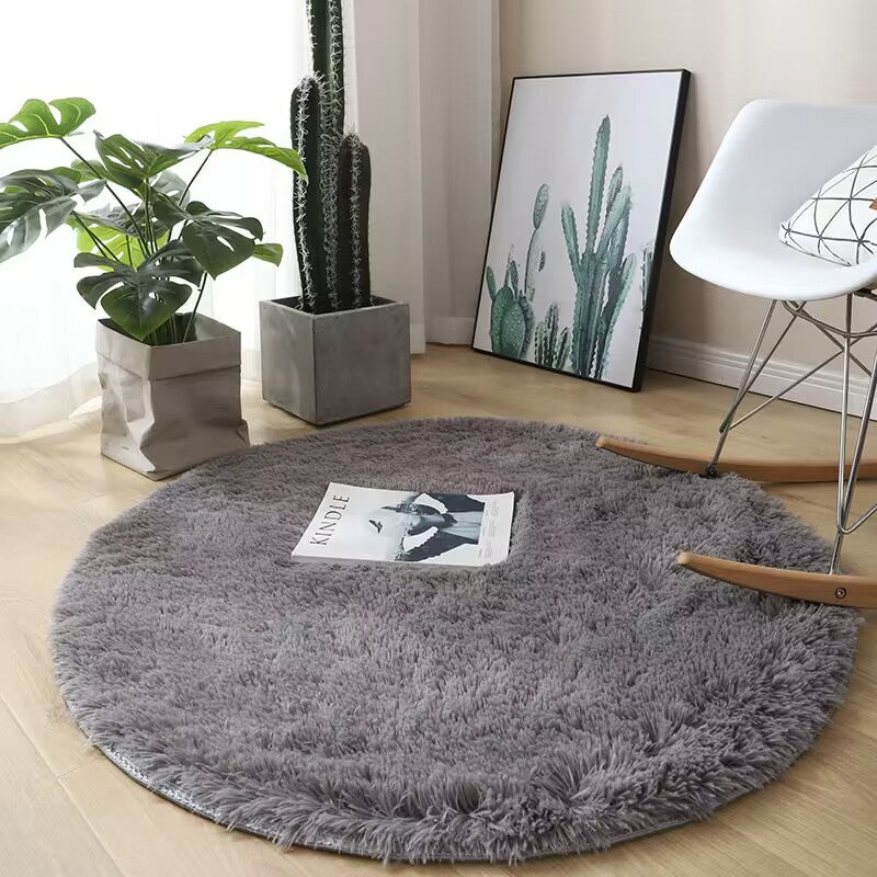 Plush Round Shag Rug with Non-Slip Backing