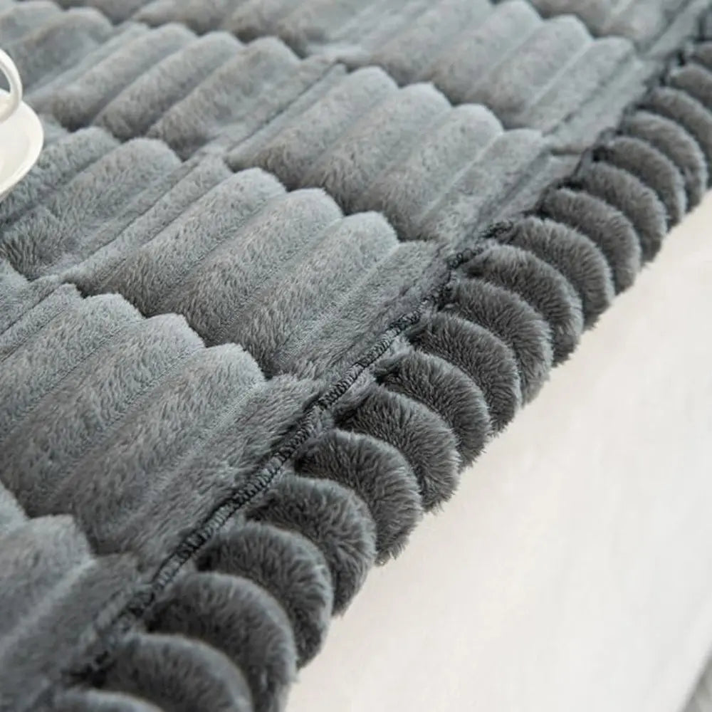 Plush Sofa Cover with Ribbed Texture