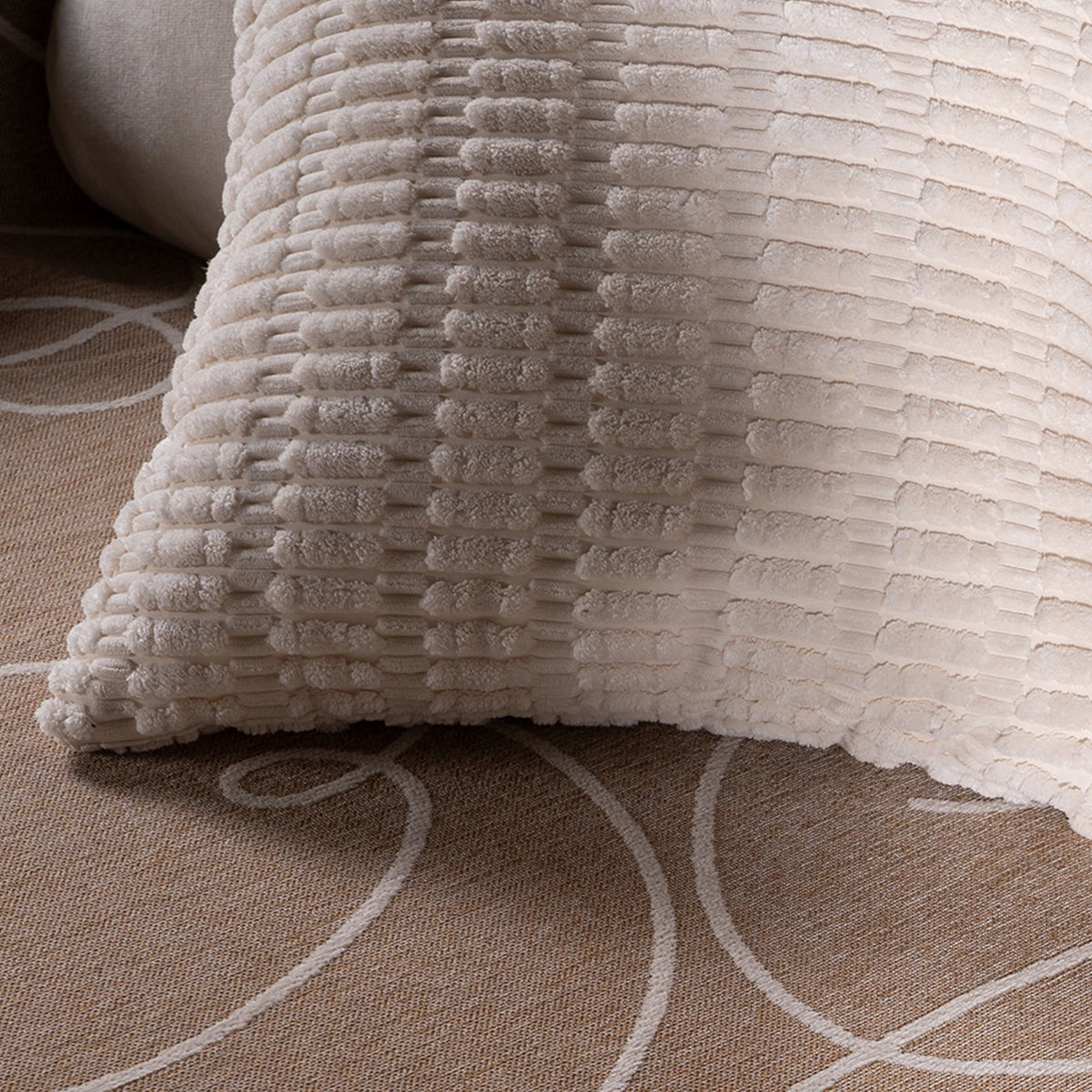 Plush Textured Pillow Cover with Grid Design