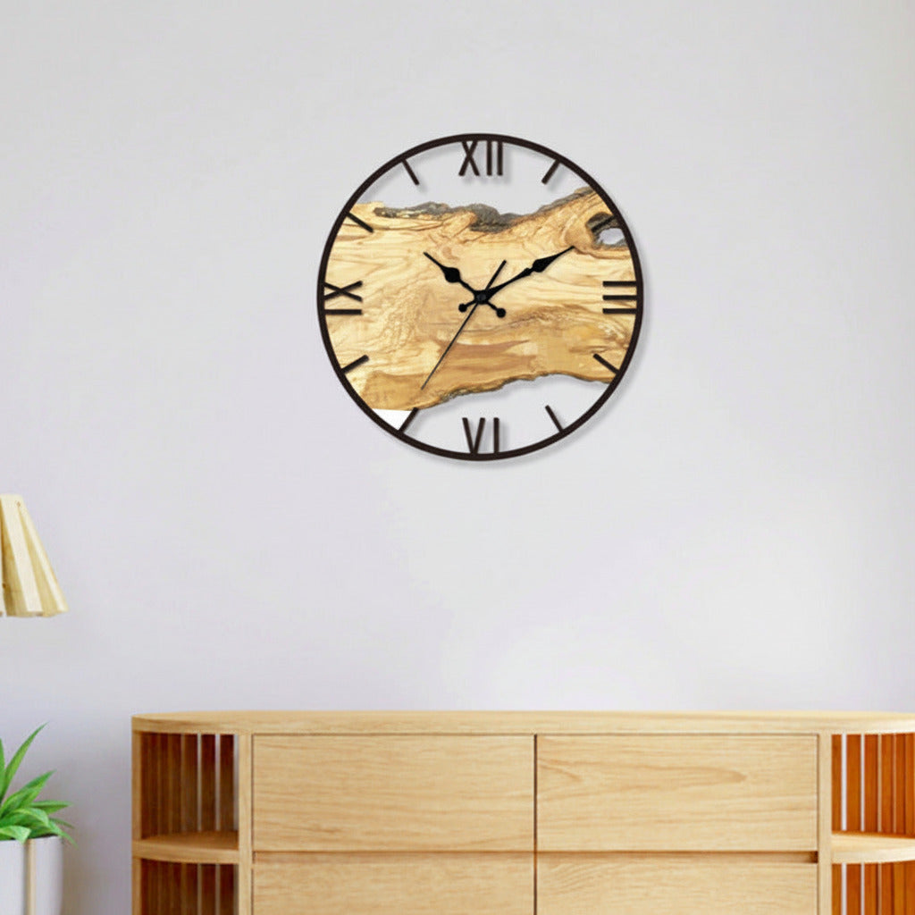 Rustic Wood Look Wall Clock with Silent Sweep