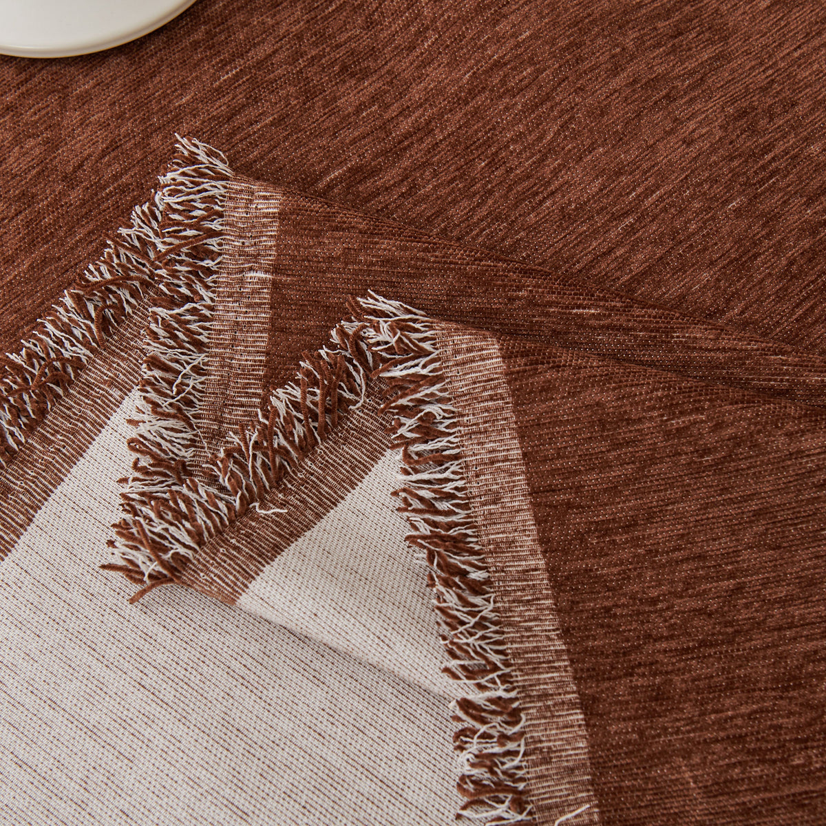 Solid Chenille Sofa Throw with Fringed Edge