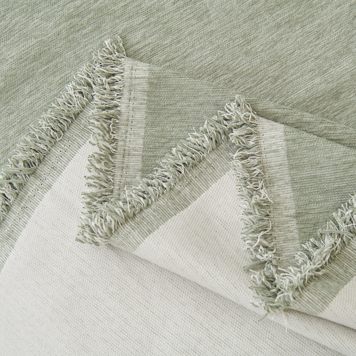 Solid Chenille Sofa Throw with Fringed Edge