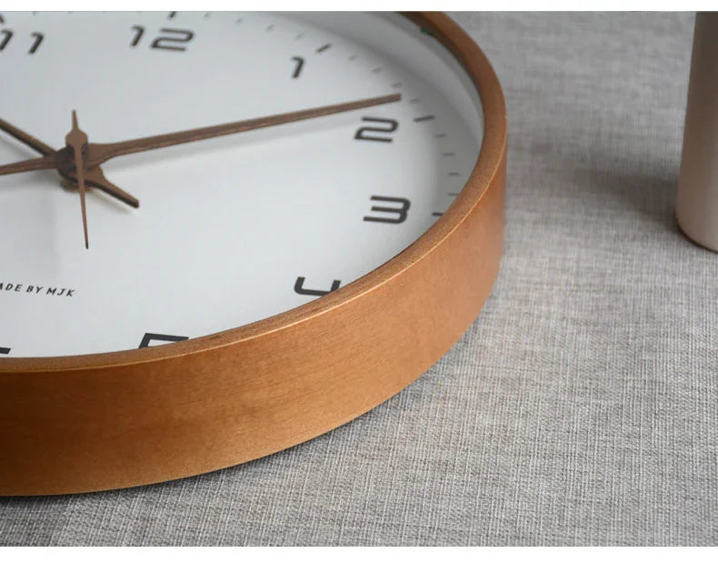 Minimalist Round Wood Frame Wall Clock