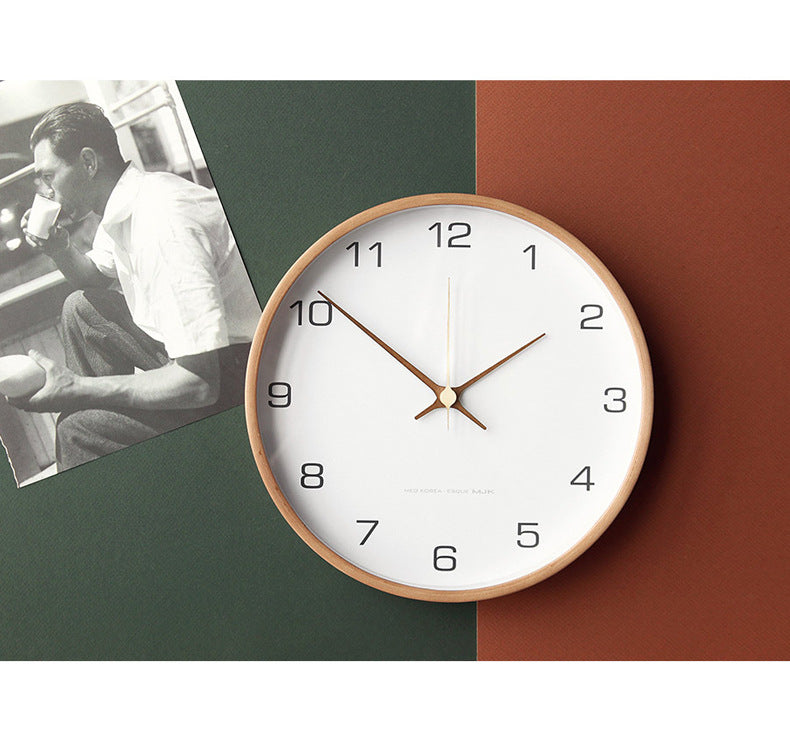 Minimalist Solid Wood Round Wall Clock