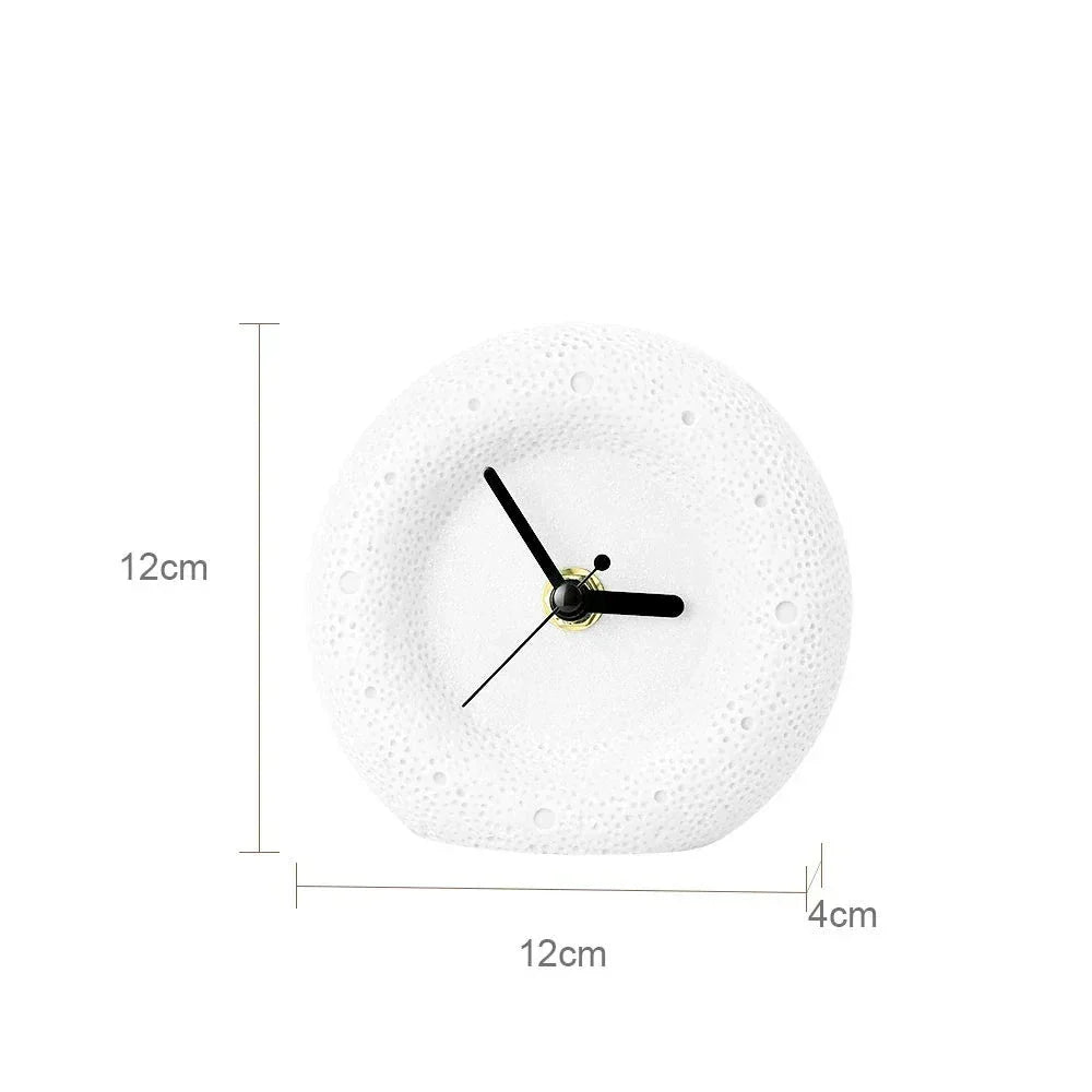 Nordic Sandstone Desk Clock Round Minimalist
