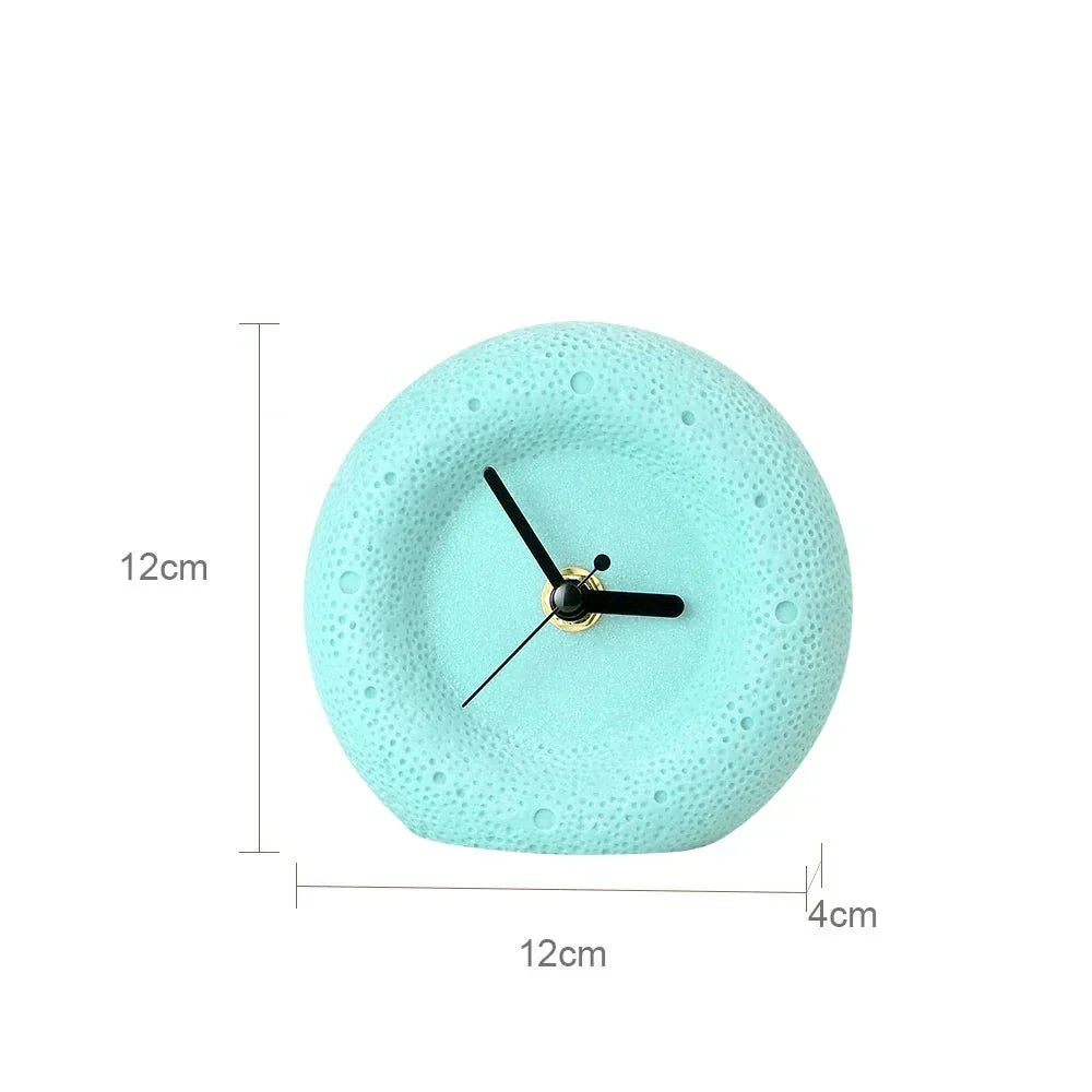 Nordic Sandstone Desk Clock Round Minimalist