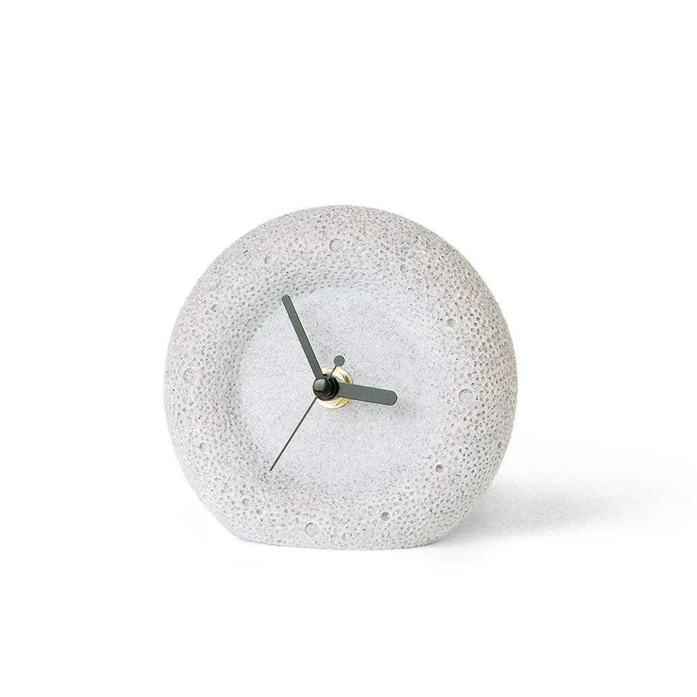 Nordic Sandstone Desk Clock Round Minimalist