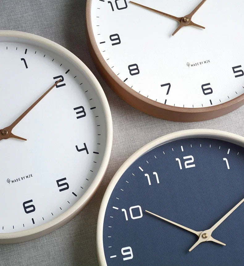 Minimalist Round Wood Frame Wall Clock