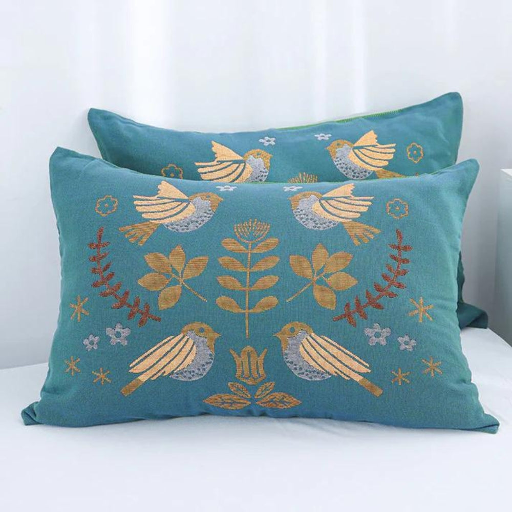 Bird Cotton Gauze Pillow Cases Set of 2