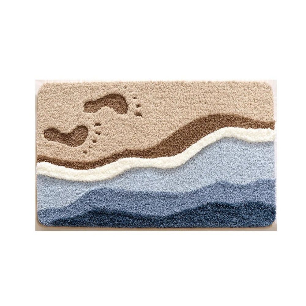 Blue Daisy Bathroom Mat with Plush Texture
