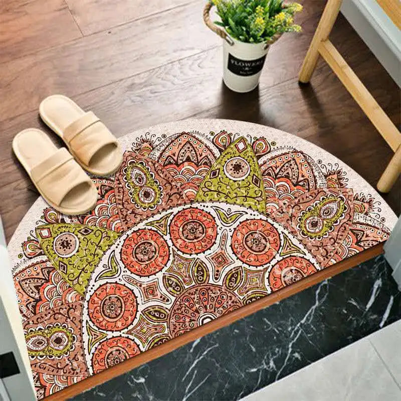 Bohemian Half Moon Doormat with Non-Slip Back