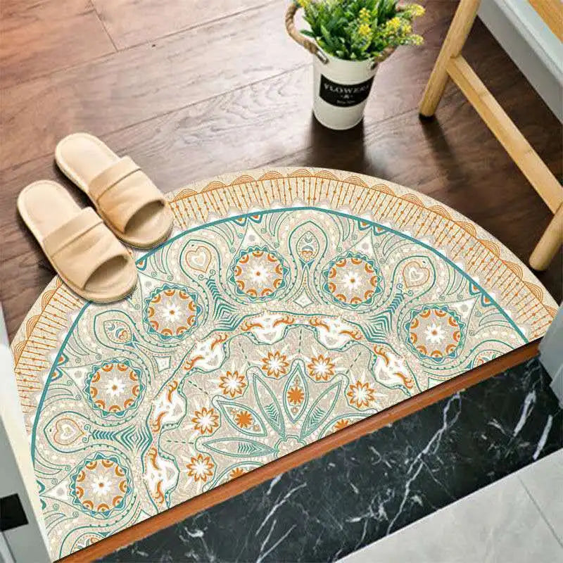 Bohemian Half Moon Doormat with Non-Slip Back