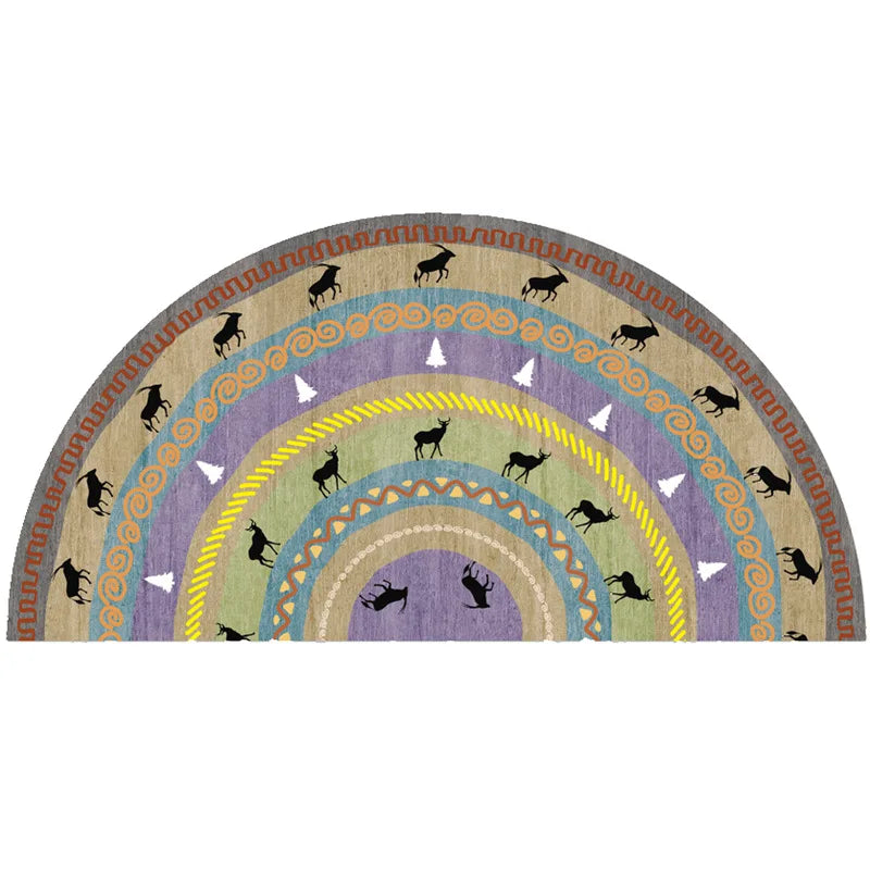 Bohemian Half Moon Doormat with Non-Slip Back