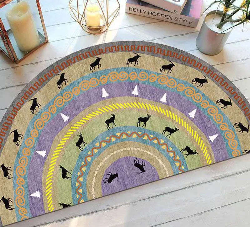 Bohemian Half Moon Doormat with Non-Slip Back